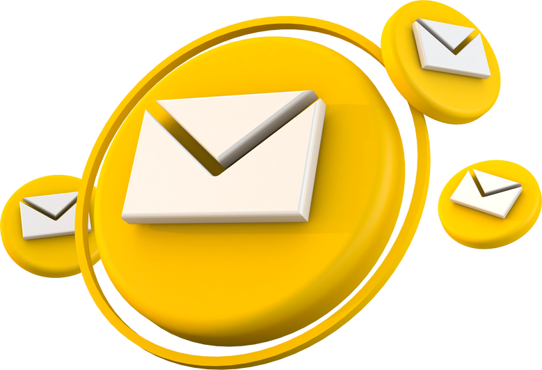 yellow envelope mail or email notification button icon inbox sign on white background 3d rendering