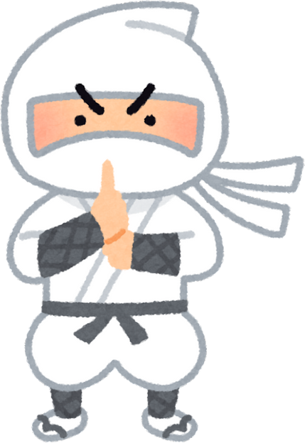 Illustration of a White Ninja Character with a Hand Signal