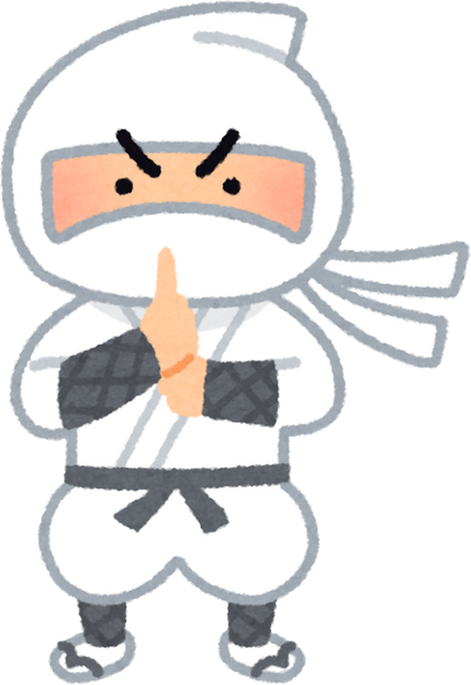 Illustration of a White Ninja Character with a Hand Signal