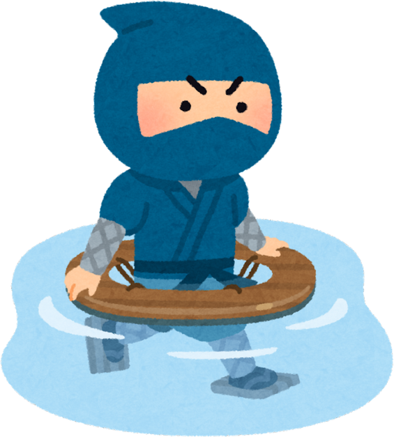 Illustration of a Ninja Riding a Water Spider